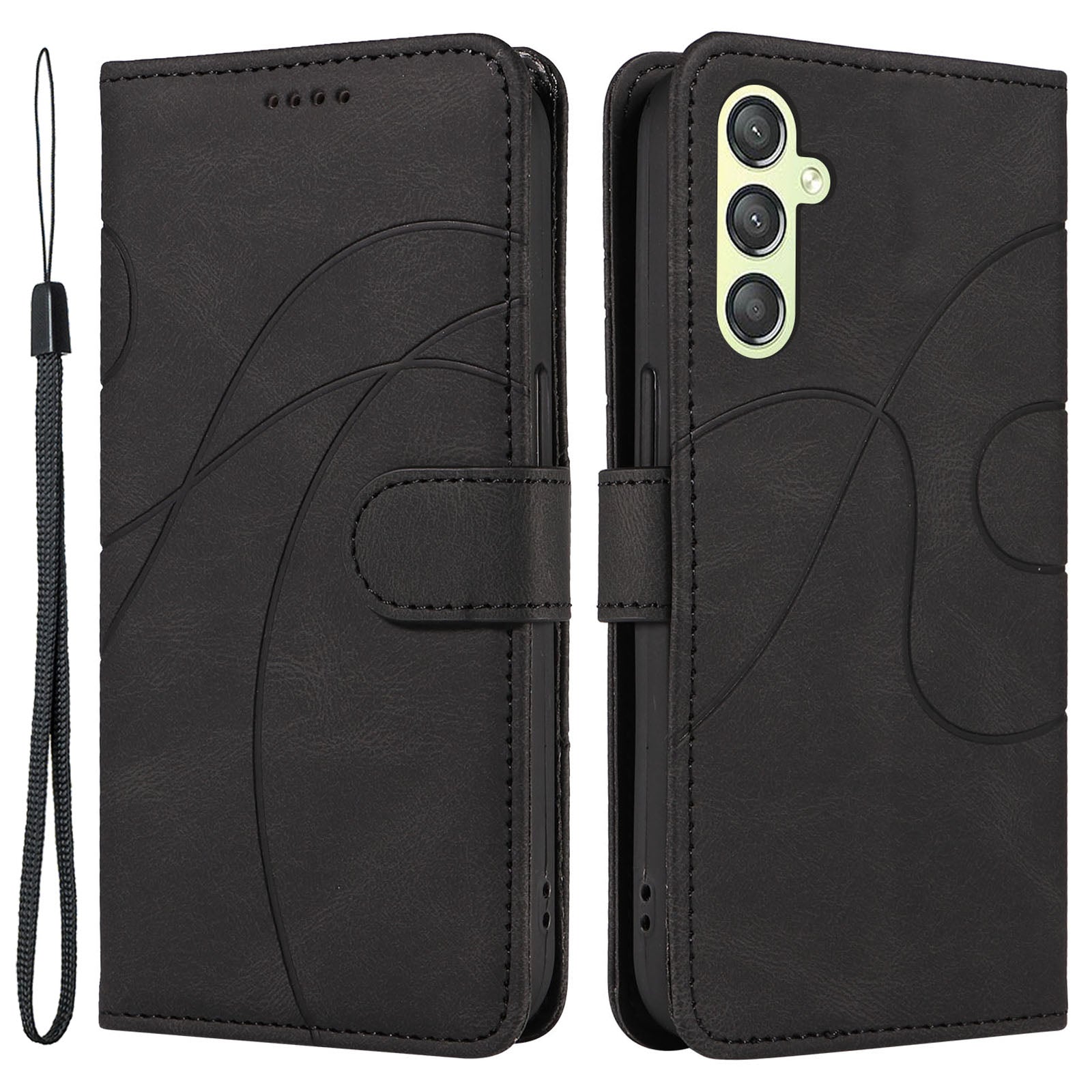 For Samsung Galaxy A24 4G Lines Imprinted Leather Wallet Phone Case Foldable Stand Cover For Samsung Galaxy A24 4G Lines Imprinted Leather Wallet Phone Case Foldable Stand Cover